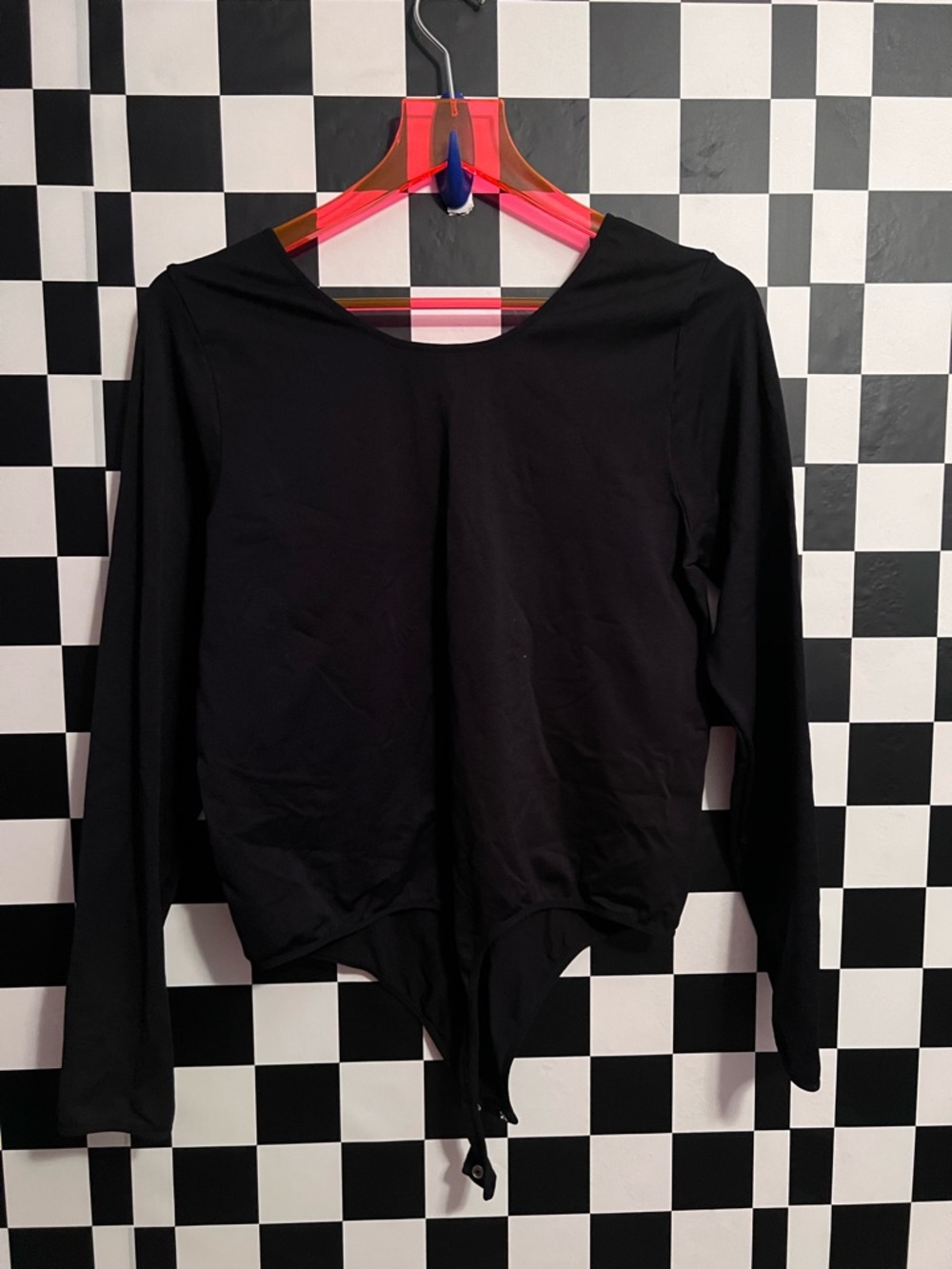 Black Long-Sleeve Women's Bodysuit Top - Picture 4 of 6